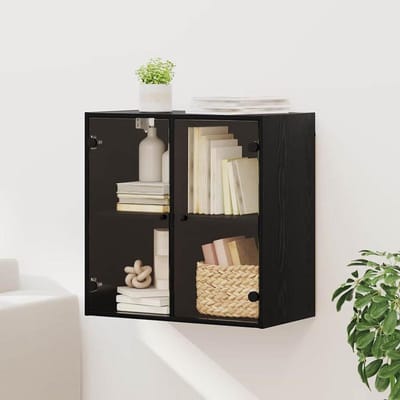 Wandkast - Hangende kast - Opbergen en decoreren - Met glazen deuren - 68 x 37 x 685 cm