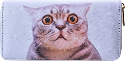 Clayre & Eef Portemonnee 19x10 cm Wit Kunststof Kat