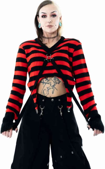 Heartless - Gisela Gebreide trui - XXL - Zwart/Rood