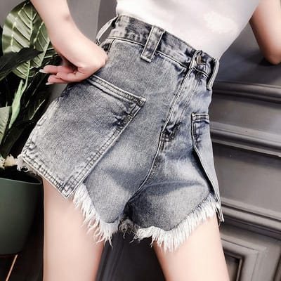 Hoge Taille Broek Vrouwelijk Lente en Zomer Mode Wild Dunne Broek Jeans Shorts Casual Broek S gray