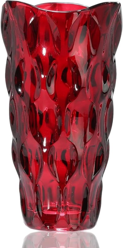 Elegante Dikke Glazen Bloemenvase van 3.4lbs, Handgeblazen Stijl voor Bloemarrangementen, Bruiloften en Thuisdecoratie