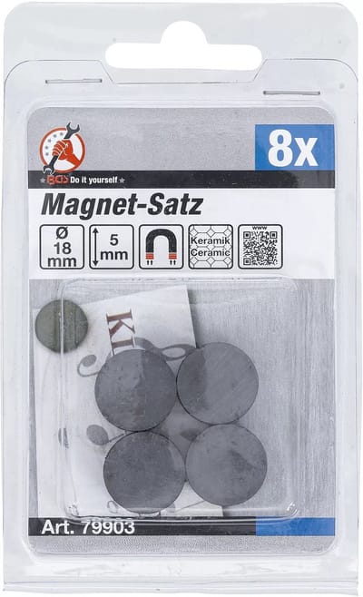 BGS Magneetset - keramiek - Ø 18 mm - 8 delig