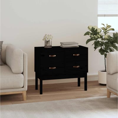 vidaXL - Wandkast - 90x40x78 - cm - massief - grenenhout - zwart