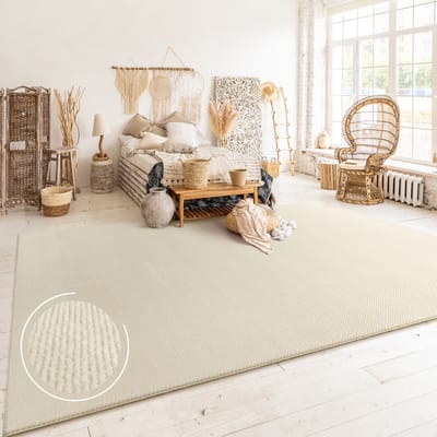 Paco Home Vloerkleed Woonkamer Laagpolig Boho Scandinavisch Eenkleurig 120x160 cm