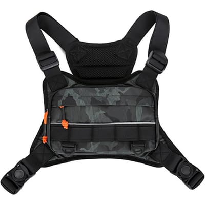 Sac de poitrine avant Gilet de camping Sac à dos pour hommes femmes Course à pied Sac tactique Sports Plein air Cyclisme Course à pied Pêche Voyage Sac Rig