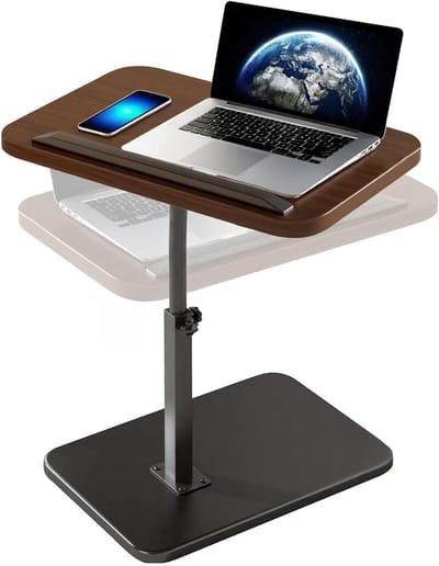 Bijzettafel C-vorm - Banktafel laptoptafel - Ontspannen op bank - 360 graden draaibaar - 45-80 cm hoogte - Bruin