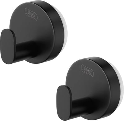Zwarte Badkamer Handdoekhaken met Vacuum Suction Cups - 2 Stuks Herbruikbare Metalen Haken voor Douche, Keuken en Badjas, Waterdicht en Zwaar Belastbaar