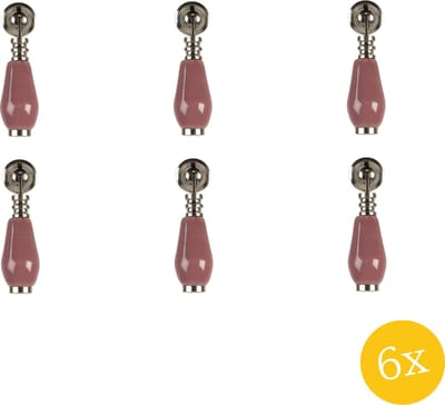 Clayre & Eef Deurknop set van 6 stuks 2x6 cm Roze Keramiek Meubelknop