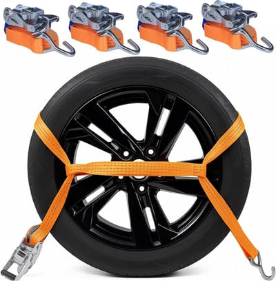 Spanbanden Set - Wielspanbanden Sjorbanden - Autotransport Beveiligen - TÜV/GS Gecertificeerd - 2.9M 2000kg - Oranje