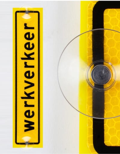 Werkverkeer bordje met zuignapjes, reflecterend 400 x 80 mm