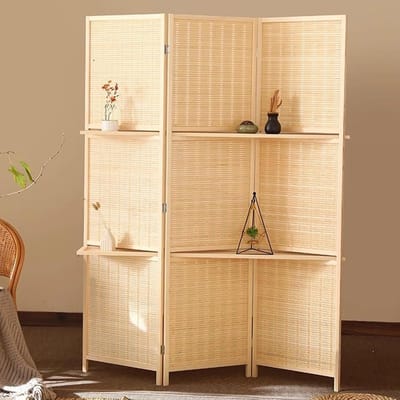 Kamerverdeler Bamboe - Scherm Kamer - Ruimte Afscheiden - Met Opbergplank - 100x170cm - Natuurlijk