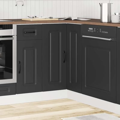 vidaXL - Hoekkeukenonderkast - Kalmar - bewerkt - hout - zwart