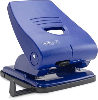 Gatenpons - Papierperforator - Documenten Organiseren - Robuuste Metalen Constructie - 40 Vel Capaciteit - Blauw
