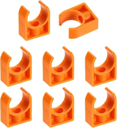 Buisklemmen van pvc, U-vormige slangbevestigingen, irrigatiehouder voor 20 mm buizen OD voor tv-bakken, buisbroeken, hangers, buishouder, oranje