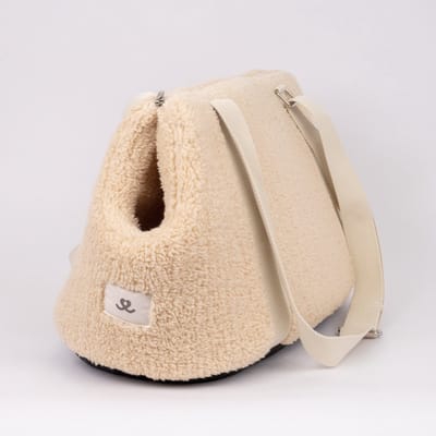 Teddy draagtas beige - Hondentas - Draagzak hond - Fluffy tas - Teddy bag - Reistas hond - Hondenmand - Teddy shopper - Trimmi