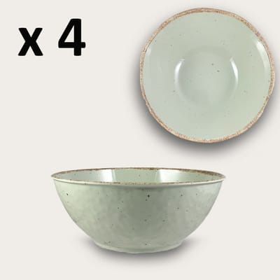 Arca TIERRA Sand - Set van 4 Melamine kommen Ø16xH6cm – licht in gewicht – makkelijk stapelbaar – voor binnen en buiten