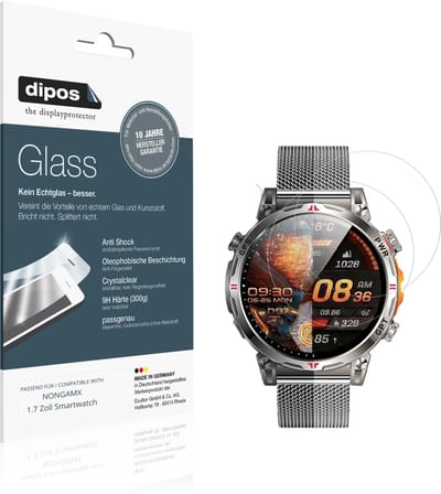 dipos – 2x Pantserfolie geschikt voor NONGAMX 1.7 Zoll Smartwatch | 9H Screenprotector