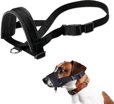 Dailygoods - Andiker Muilkorven voor honden, muilkorf van zacht nylon met verstelbare lus om bijzen en blaffen te voorkomen (groot)