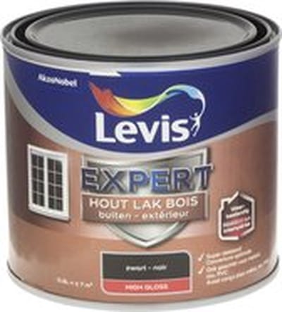 Levis - Expert Hout Lak Buiten High Gloss - Zwart - 0,5 L