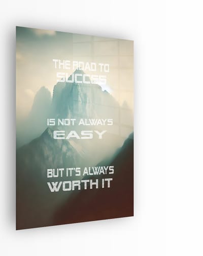 Indoorart - Glasschilderij Road to Succes 40x60 CM - Afbeelding op plexiglas - Inclusief montagemateriaal