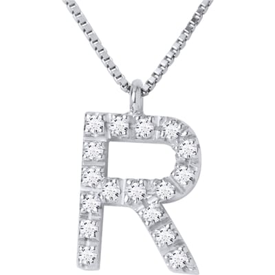 Collar ABC Diamonds 0.09 Cts letter "R" White Gold 18k