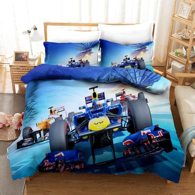 Rode Raceauto 3D Kinderen Jongen Beddengoed Set F1 Game Racer Print Dekbedovertrek 2/3 stuks Beddengoed met Kussensloop Eenpersoons Tweepersoons Sprei Au Double 180x210cm