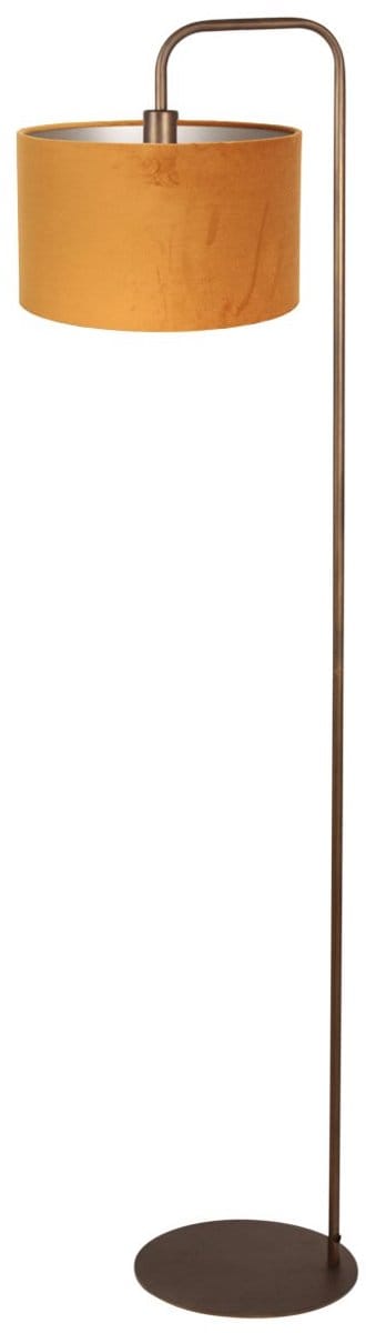 Vloerlamp Forma 4785BR bronskleurig met goud/geel velours kap, 30 cm diameter, modern design, Mexlite