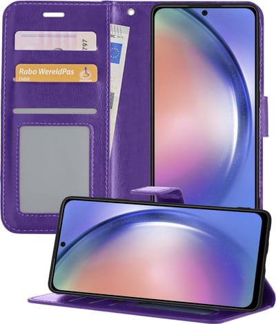 Hoesje - Geschikt voor Samsung Galaxy A54 - Luxe Bookcase - Walletcase Hoes - Portemonnee - Cover - Telefoonhoes - Paars