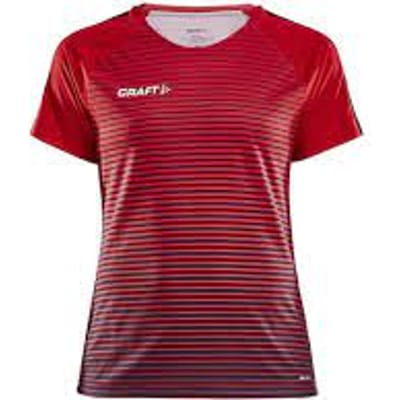 Craft Pro Control Stripe Shirt Korte Mouw Dames - Rood / Marine | Maat: S