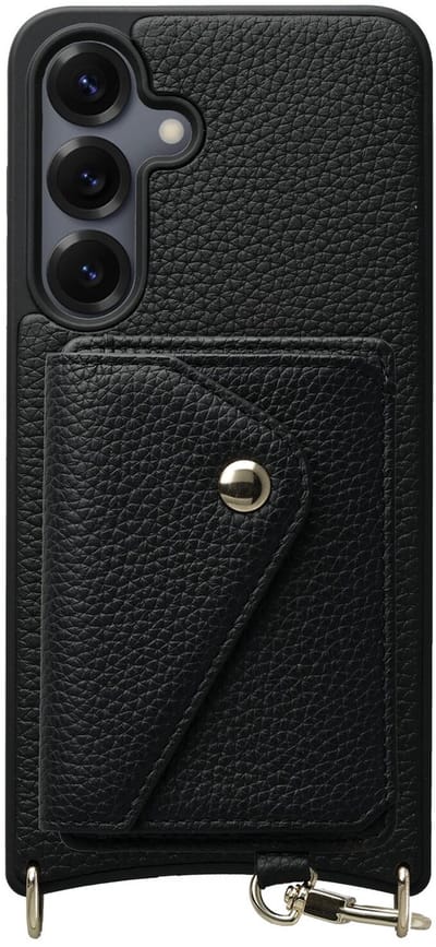 AVY Leren Hoesje Geschikt voor Samsung Galaxy S25 / S24 | Met Magnetische Kaarthouder | Compatibel met MagSafe | Leather Case met Wallet | Zwart