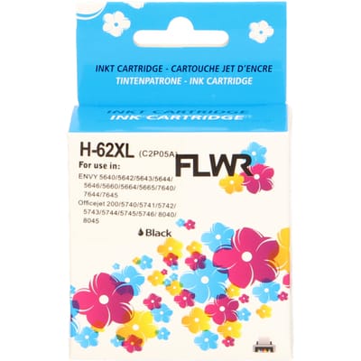 FLWR inktcartridge voor HP 62XL Zwart - Premium Huismerk HP 62 inkt (Zwart - hoge capaciteit) o.a. geschikt voor HP Envy 5540, HP OfficeJet 5740, HP Envy 6122e, HP OfficeJet 200