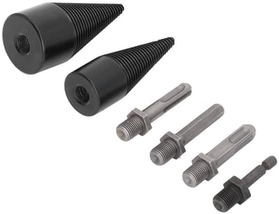 SPHProducts - Houtkloverboor Set - Kegelboor - Eenvoudig in gebruik - Zware kwaliteit - Splijtkegel - Voor aanmaakhout - 6 delige set