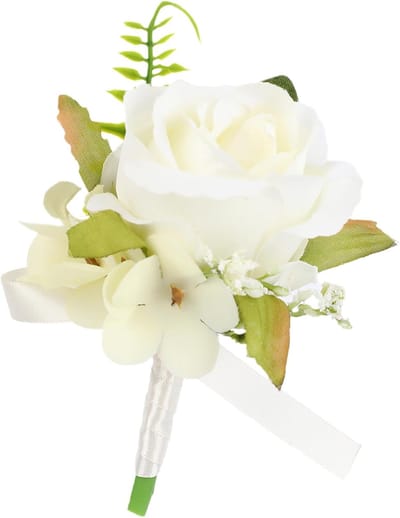 Bruidscorsage Mannen - Rozenbloem Decoratie - Bruiloft Accessoire - Handgemaakt Design - 12x7.5x7.5cm - Zoals Getoond