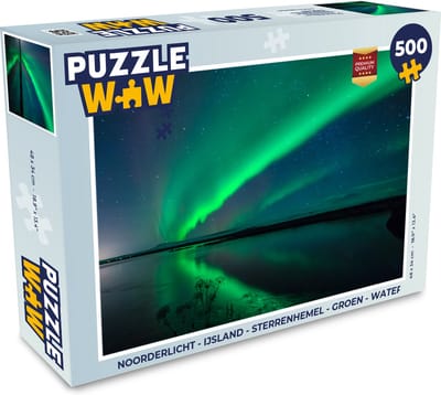 Puzzel Noorderlicht - IJsland - Sterrenhemel - Groen - Water - Legpuzzel - Puzzel 500 stukjes