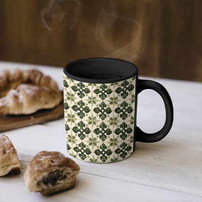 Magische Mok - Foto op Warmte Mokken - Koffiemok - Patroon - Tegel - Groen - Magic Mok - Beker - 350 ML - Theemok