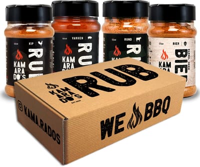 Kamarado's - 4-Pack RUND | KIP | VARKEN | BIER - BBQ Rub/Kruidenmix