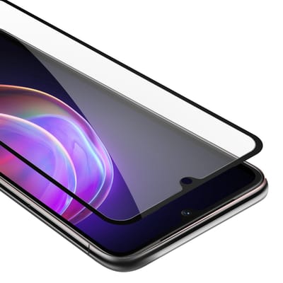 Cadorabo Screenprotector geschikt voor Vivo V21 4G / 5G Volledig scherm pantserfolie Beschermfolie in TRANSPARANT met ZWART - Gehard (Tempered) display beschermglas in 9H hardheid met 3D Touch