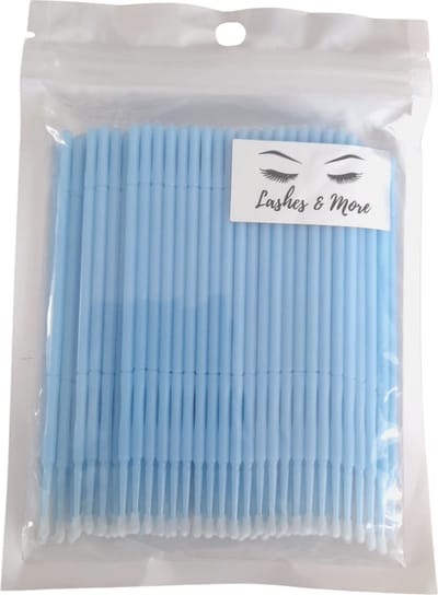 Lashes & More - 100 stuks  Wegwerp Microbrushes - Lichtblauw - Wimpers Uitbreiding  - Individuele Lash Verwijderen -  Wattenstaafje - Micro Borstel Voor Wimper Extensions Tool- microbrush