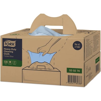 Reinigingsdoek Tork W7 Premium Heavy-Duty dispenserdoos 1-laags 120 vel blauw 530276