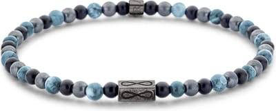 Frank 1967 Junior - 7FJB-0034-M - kralenarmband jongens - blauw apatiet, hematiet en zwart agaat - 4 mm - 16 cm