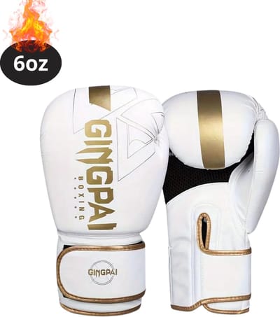 Nivard Bokshandschoenen - Kickboks Handschoenen - Boxing Gloves Set - Vecht Handschoenen - Heren - Dames - Wit-Goud - 6 oz