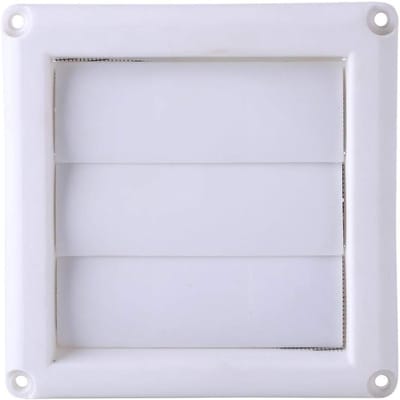 Ventilatierooster voor muren, kunststof luchtventilatie rooster met 3 kleppen en insectennet, 15x15 cm