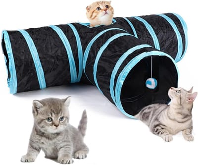 Kattentunnel - 3 Gangen - Konijnentunnel - Speeltunnel - Hondentunnel - Kattenspeelgoed - Kruiptunnel - Zwart