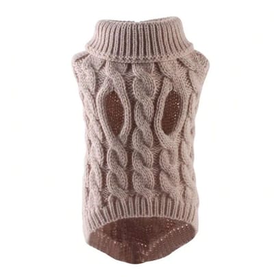 OLOEY Kabelgebreide coltrui voor honden- warm en zacht mouwloos gebreid vestje voor puppy's- winddichte winterkleding voor kleine en middelgrote honden zoals Chihuahua- Teddy en Pomeriaan