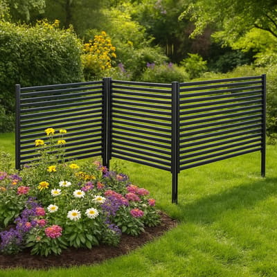 Metalen Tuinscherm 3 Stuks - PE Gecoate Tuinafscheiding 270 x 124 cm - Steekbaar Sierhek Zonder Graven - Weerbestendige Borderafscheiding voor Bloemperk, Gazon, Terras & Balkon - Bruin