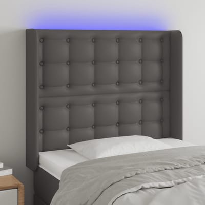 vidaXL - Hoofdbord - LED - 93x16x118/128 - cm - kunstleer - grijs
