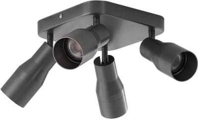 QAZQA stanley - Moderne Plafondspot | Spotje | Opbouwspot - 4 lichts - L 20 cm - Gunmetal - Woonkamer | Slaapkamer | Keuken