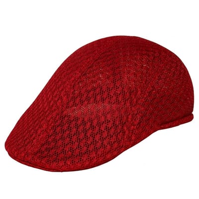 Bordeauxrode mesh flat cap heren en dames – ademende retro pet met lichtgewicht design – Koreaanse stijl forward cap met gebogen vorm voor outdoor en dagelijks gebruik