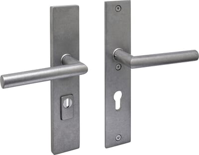 Intersteel SKG3 veiligheidsbeslag rechthoekig 250x50mm kruk/kruk Jura met veerconstructie profielcilindergat 72mm met kerntrekbeveiliging rvs getrommeld