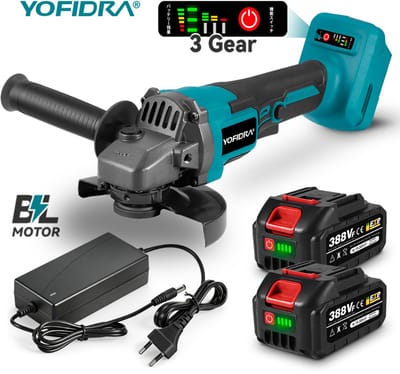 Yofidra 125mm Draadloze Haakse Slijper Borstelloos - 3 Snelheden Variabel - 1500W Krachtig - Voor Metaal & Hout